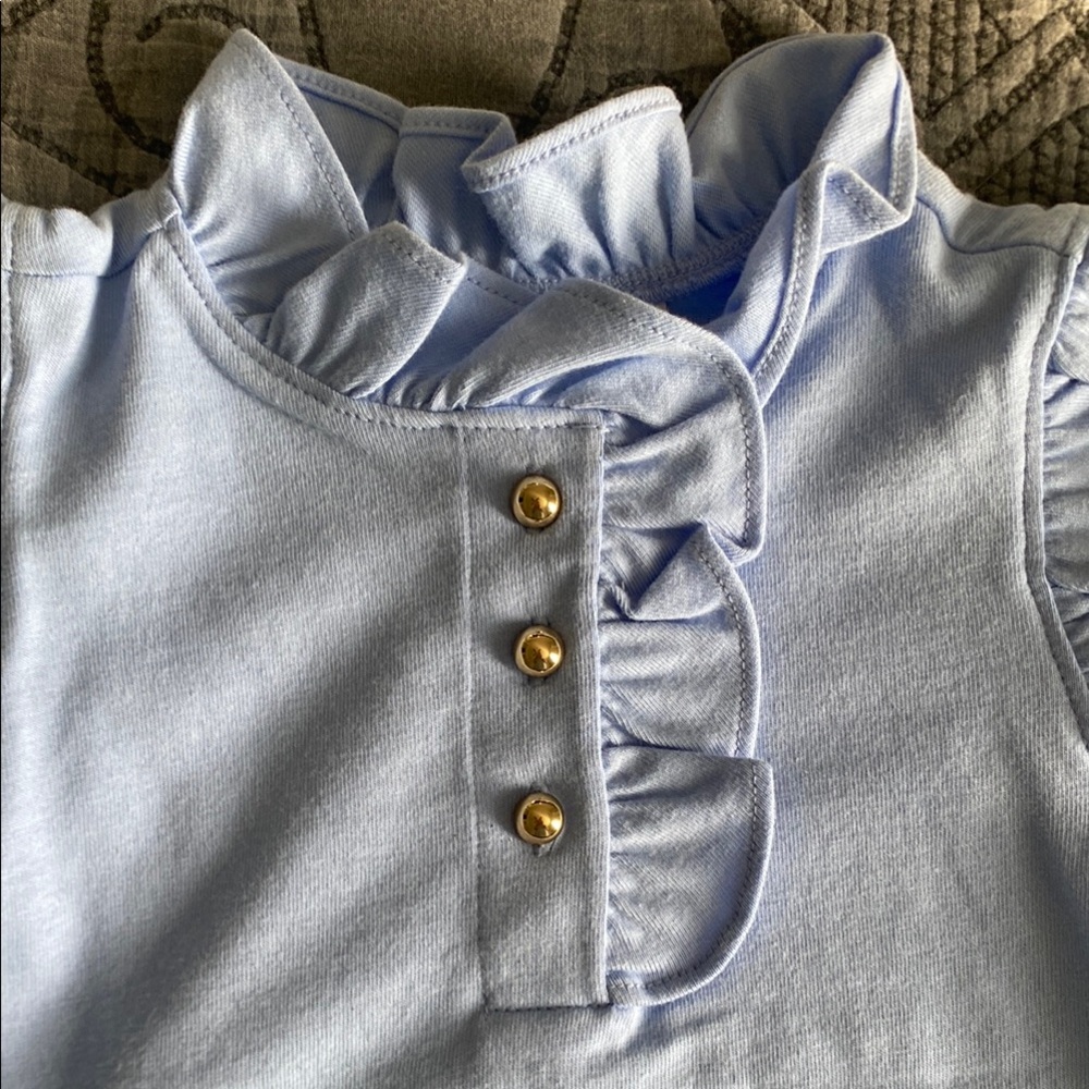 Janie and Jack Blue Ruffle Sleeve Blouse - Picture 3 of 6